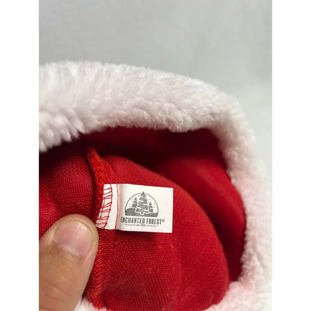 Christmas Holiday Enchanted Forest Unisex OS Red White Plush Faux Fur Santa Hat